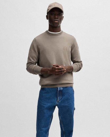 BOSS Orange Kanovano Mens Crew Neck Jumper - Open Beige 294