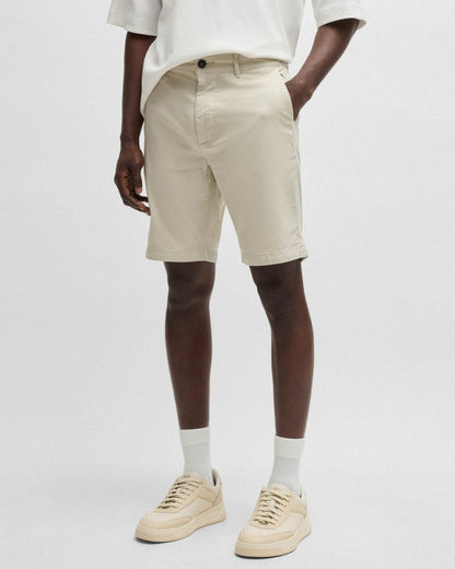 BOSS Orange Mens Slim Fit Chino Shorts in Stretch Cotton Twill - Light Beige 271