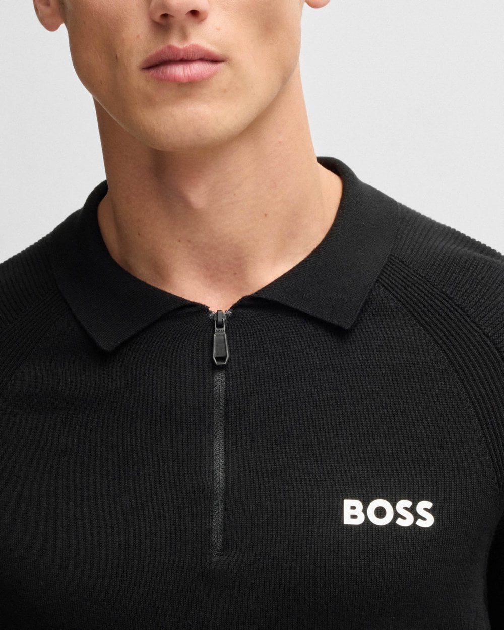 BOSS Green BOSS Green K-Perform Max Mens Active Slim-Fit Knit Polo with Zip Placket