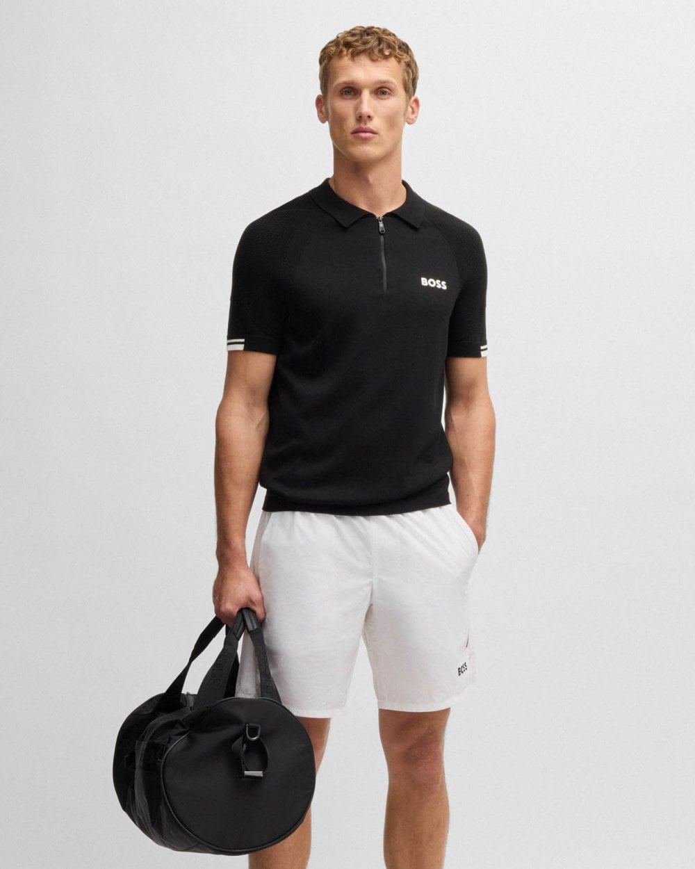 BOSS Green BOSS Green K-Perform Max Mens Active Slim-Fit Knit Polo with Zip Placket