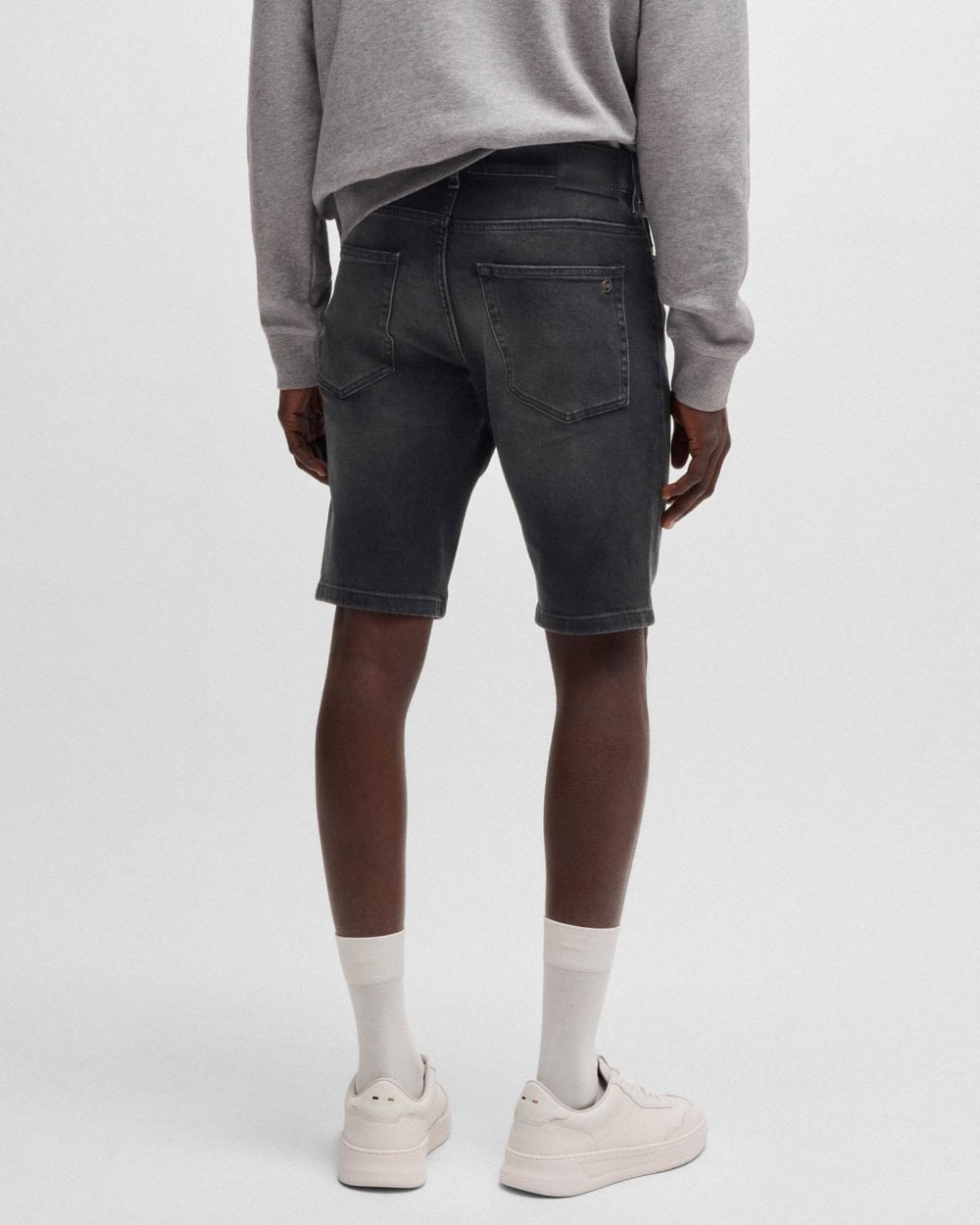 BOSS Orange BOSS Orange Delaware Mens Slim-Fit Shorts in Black Comfort-Stretch Denim 