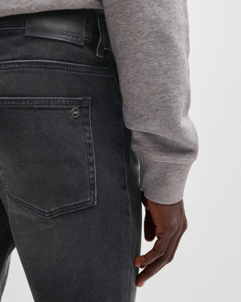 BOSS Orange BOSS Orange Delaware Mens Slim-Fit Shorts in Black Comfort-Stretch Denim 