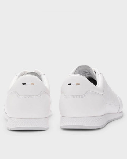 BOSS Orange Titanium Mens Nappa-Leather Trainers with Perforated Details - White 100