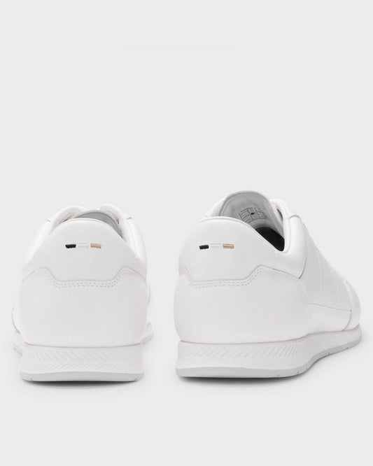 BOSS Orange Titanium Mens Nappa-Leather Trainers with Perforated Details - White 100