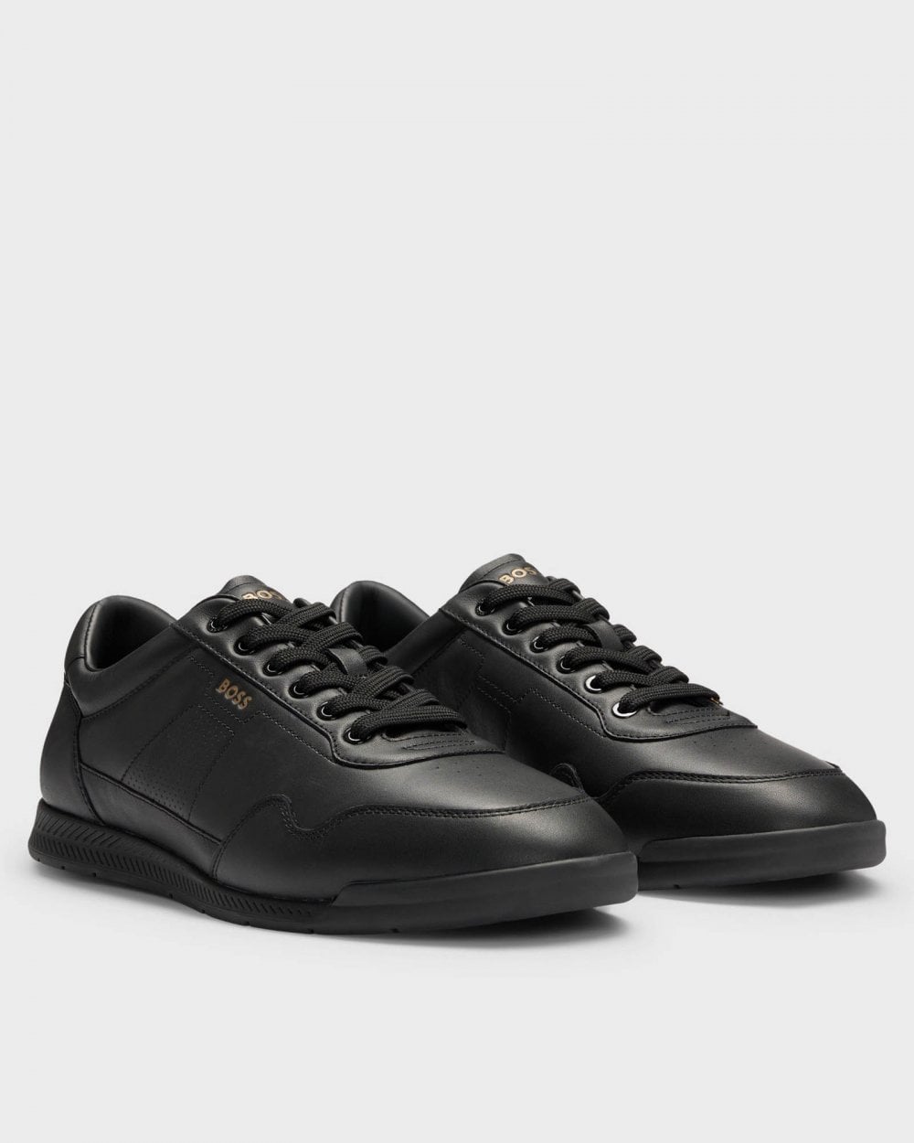 BOSS Orange Titanium Mens Nappa-Leather Trainers with Perforated Details