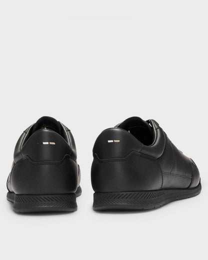 BOSS Orange Titanium Mens Nappa-Leather Trainers with Perforated Details - Black 005