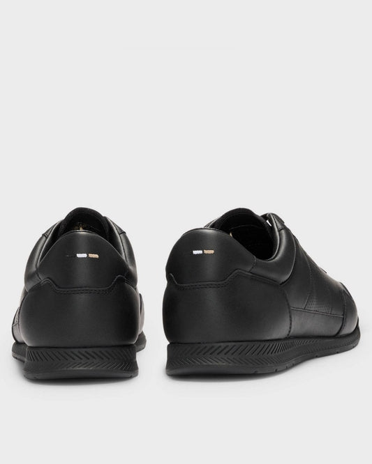 BOSS Orange Titanium Mens Nappa-Leather Trainers with Perforated Details - Black 005