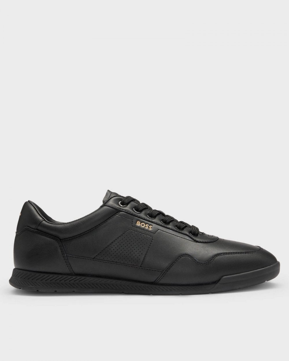 BOSS Orange Titanium Mens Nappa-Leather Trainers with Perforated Details - Black 005