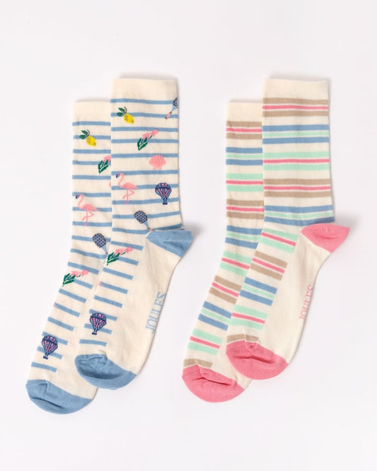 Joules Everyday 2 Pack Womens Socks - Summer Icons