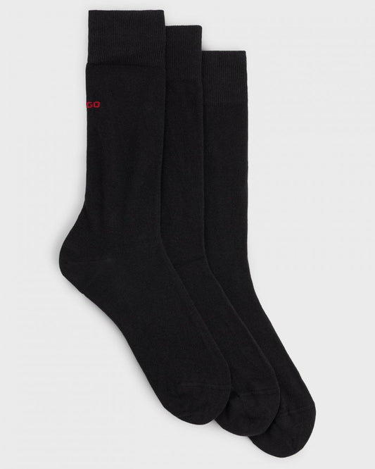 HUGO Mens 3-Pack of Regular Length Socks with Logo Details NOS - Dark Blue 401