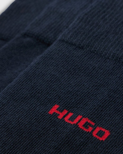 HUGO Mens 3-Pack of Regular Length Socks with Logo Details NOS - Dark Blue 401