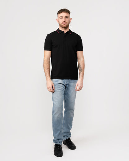 BOSS Green Paule 4 Mens Tipped Collar Polo Shirt - Black 001