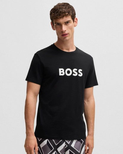 BOSS Orange RN Mens Relaxed Fit T-Shirt With Contrast Logo - Black 001