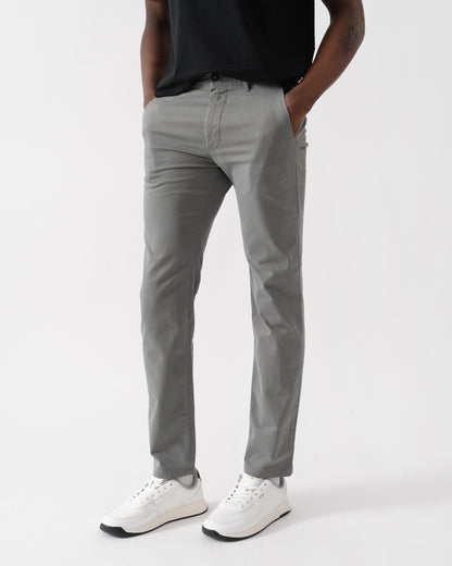 BOSS Orange Mens Slim Fit Chinos in Stretch-Cotton Satin - Open Grey 076