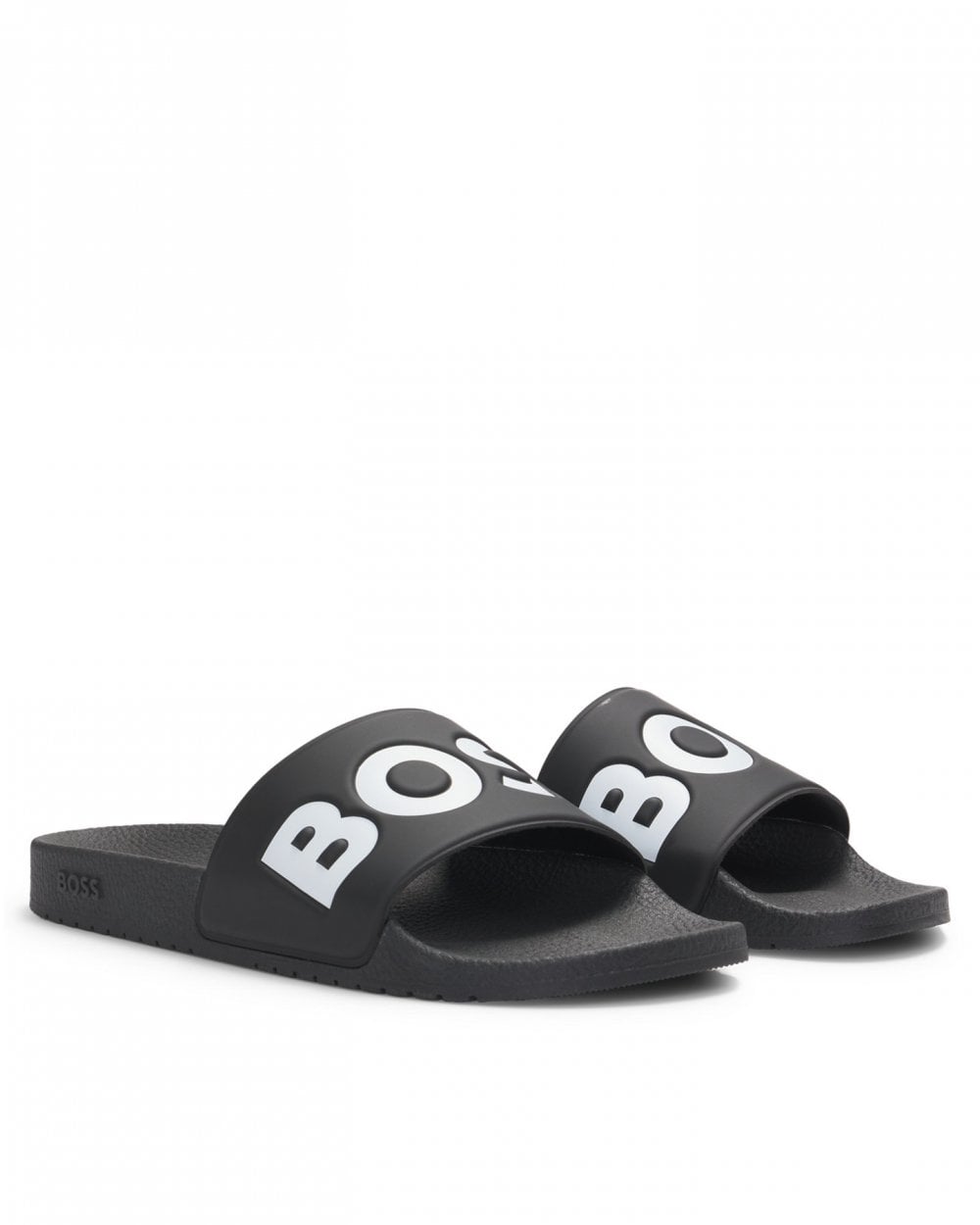 BOSS Orange Aryeh Mens Italian-Made Slides with Large Logo Detail NOS - Black 002 - CHO - Designer Mens Sandals