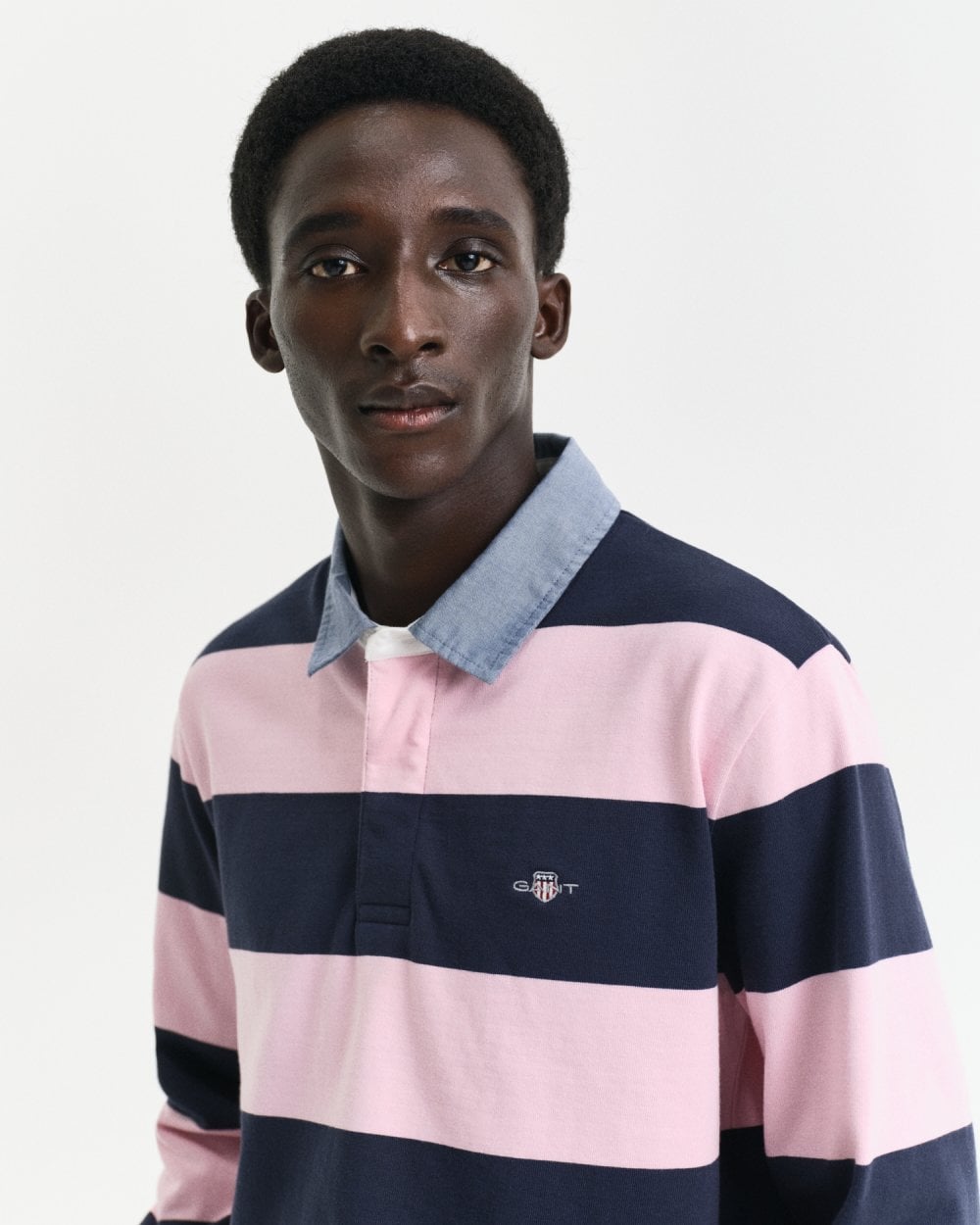 GANT Mens Regular Fit Chambray Stripe Heavy Rugger - 637 California Pink