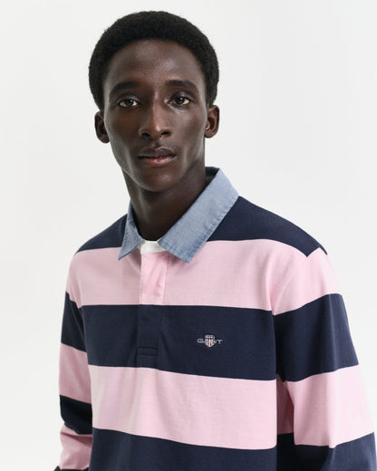GANT Mens Regular Fit Chambray Stripe Heavy Rugger - 637 California Pink