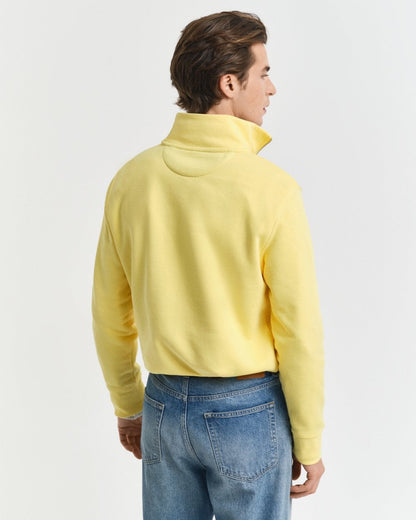 GANT Mens Regular Fit Shield Logo Half Zip Sweatshirt - 714 Banana Yellow
