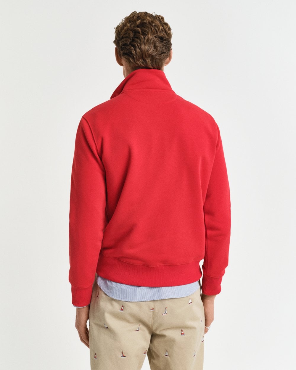 GANT Mens Regular Fit Shield Logo Half Zip Sweatshirt - 630 Ruby Red