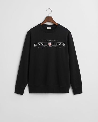 GANT Mens Graphic Crew Neck Sweatshirt - 5 Black