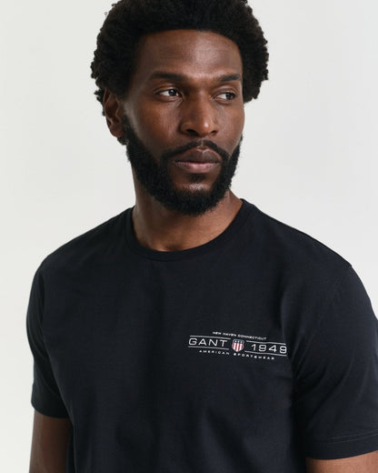 GANT Mens Short Sleeve Printed Graphic T-Shirt - 5 Black