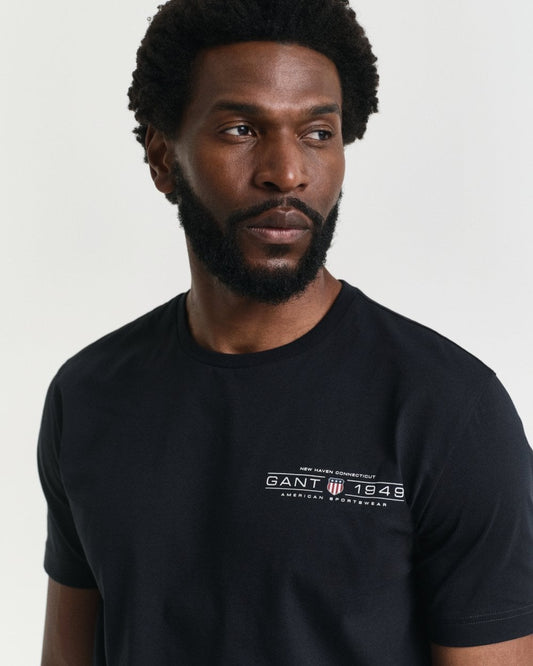 GANT Mens Short Sleeve Printed Graphic T-Shirt - 5 Black