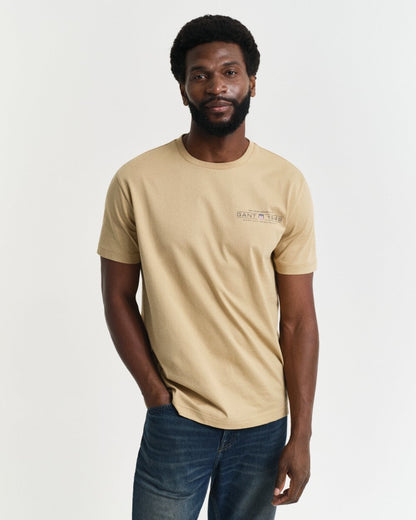 GANT Mens Short Sleeve Printed Graphic T-Shirt - 232 Oak Beige