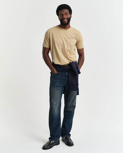 GANT Mens Short Sleeve Printed Graphic T-Shirt - 232 Oak Beige