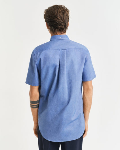 GANT Mens Regular Fit Short Sleeve Oxford Shirt - 407 Rich Blue