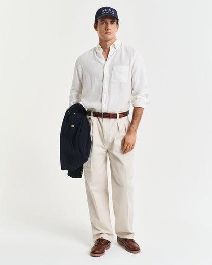 GANT Mens Regular Garment Dyed Linen Shirt - 110 White