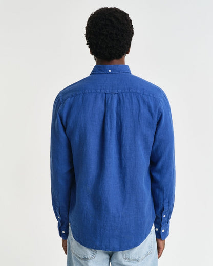 GANT Mens Regular Garment Dyed Linen Shirt - 407 Rich Blue