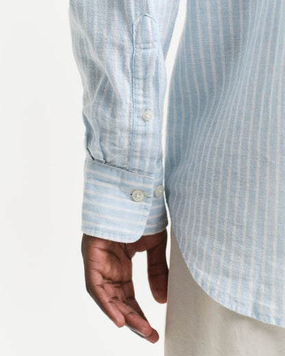 GANT Mens Regular Fit Cotton Linen Stripe Shirt - 457 Fresh Blue
