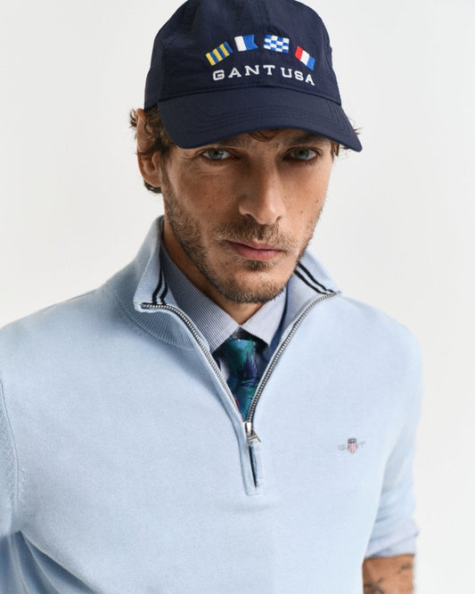 GANT Mens Classic Cotton Half Zip Jumper - 457 Fresh Blue