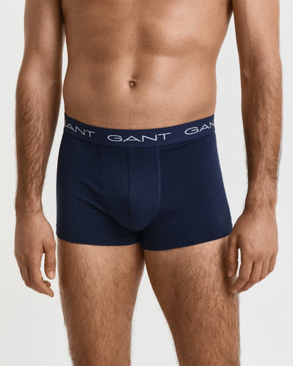 GANT Mens Slim Fit Cotton Jersey Trunks 3-Pack - 410 Marine