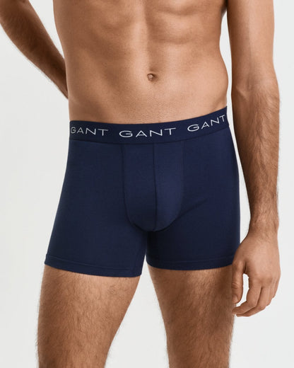 GANT Mens Slim Fit Cotton Jersey Boxer Briefs 3-Pack - 410 Marine