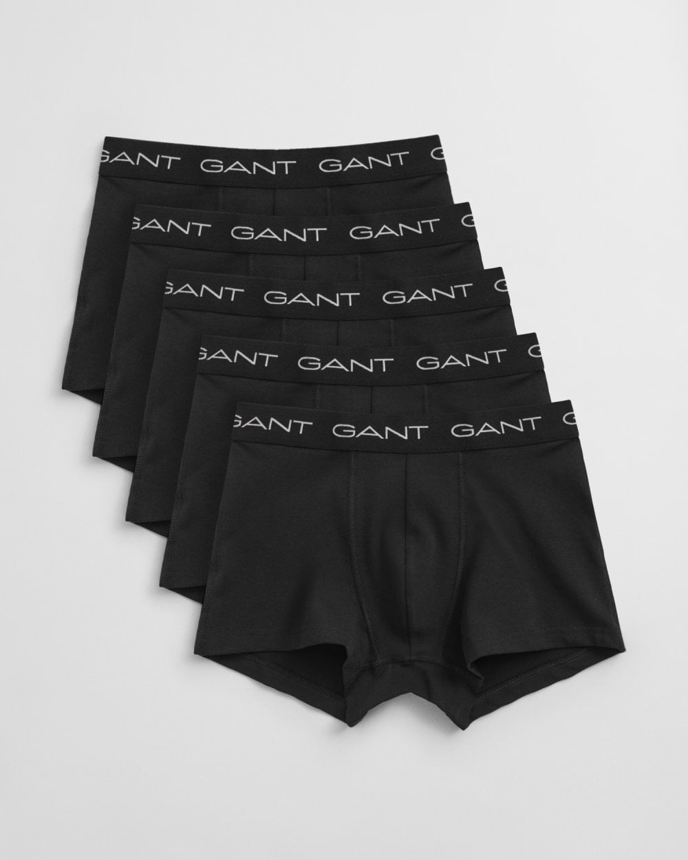 GANT Mens Slim Fit Stretch Cotton Jersey Trunks 5-Pack - 5 Black - CHO - Designer Mens Underwear