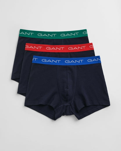 GANT Mens Stretch Cotton Jersey Trunks with Coloured Waistbands 3-Pack