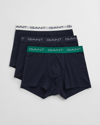 GANT Mens Stretch Cotton Jersey Trunks with Coloured Waistbands 3-Pack
