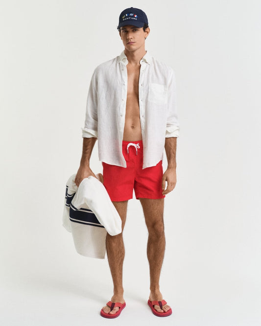 GANT Mens Swim Shorts with Embroidered Shield Logo - 620 Bright Red