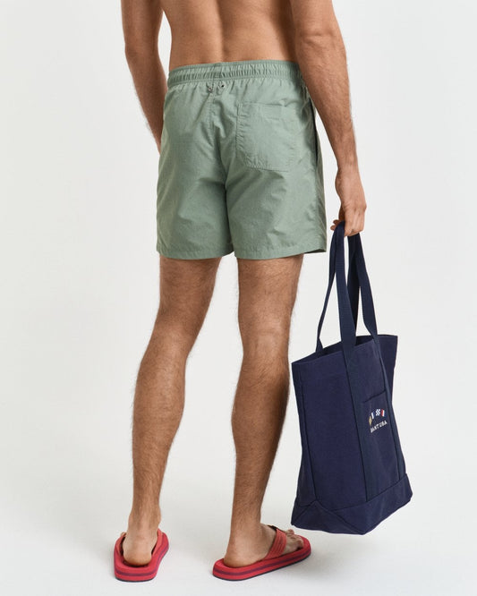 GANT Mens Swim Shorts with Embroidered Shield Logo - 362 Kalamata Green