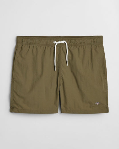 GANT Mens Swim Shorts with Embroidered Shield Logo - 301 Juniper Green