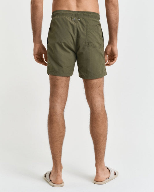 GANT Mens Swim Shorts with Embroidered Shield Logo - 301 Juniper Green