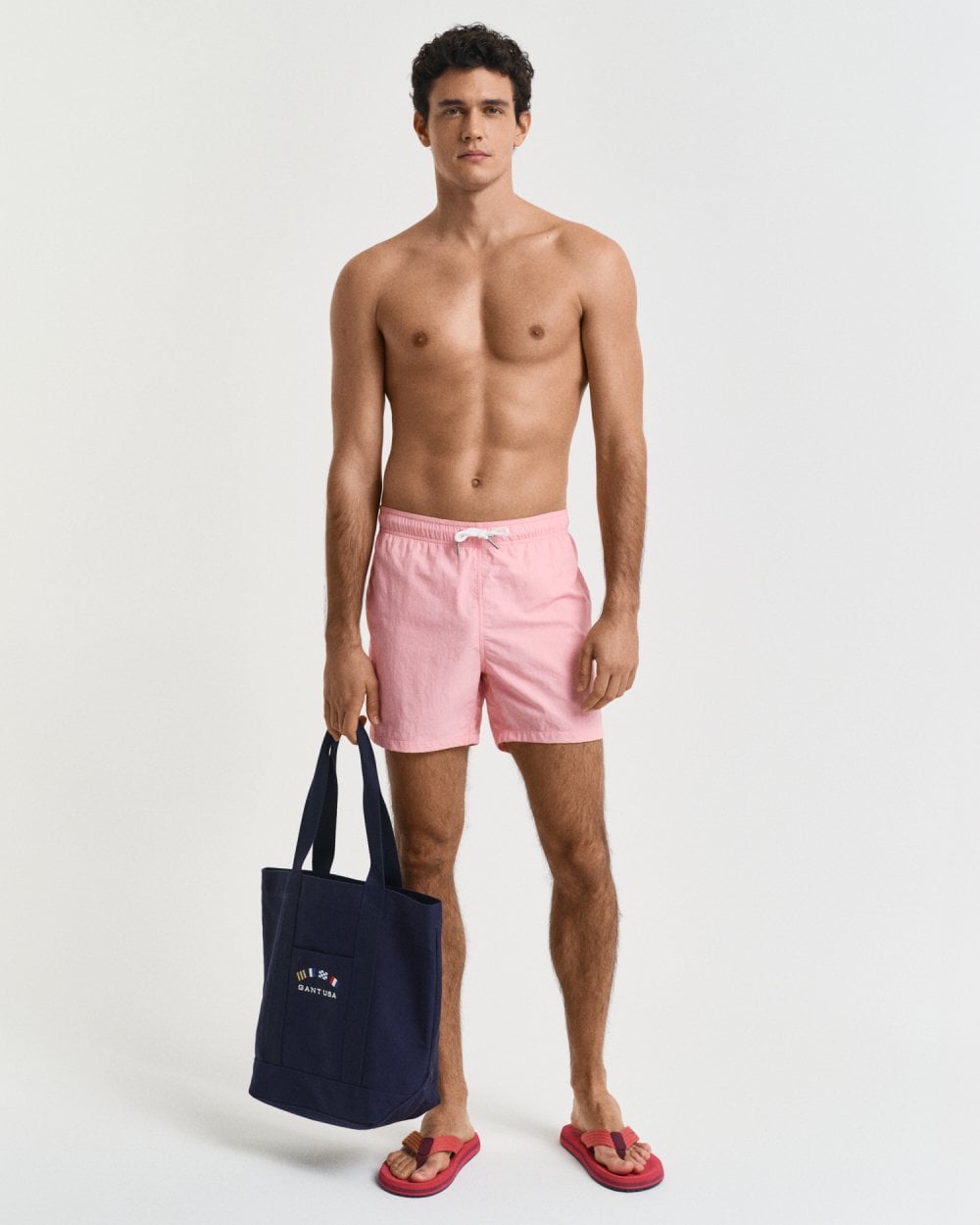 GANT Mens Swim Shorts with Embroidered Shield Logo - 627 Geranium Pink