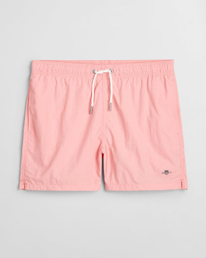 GANT Mens Swim Shorts with Embroidered Shield Logo - 627 Geranium Pink