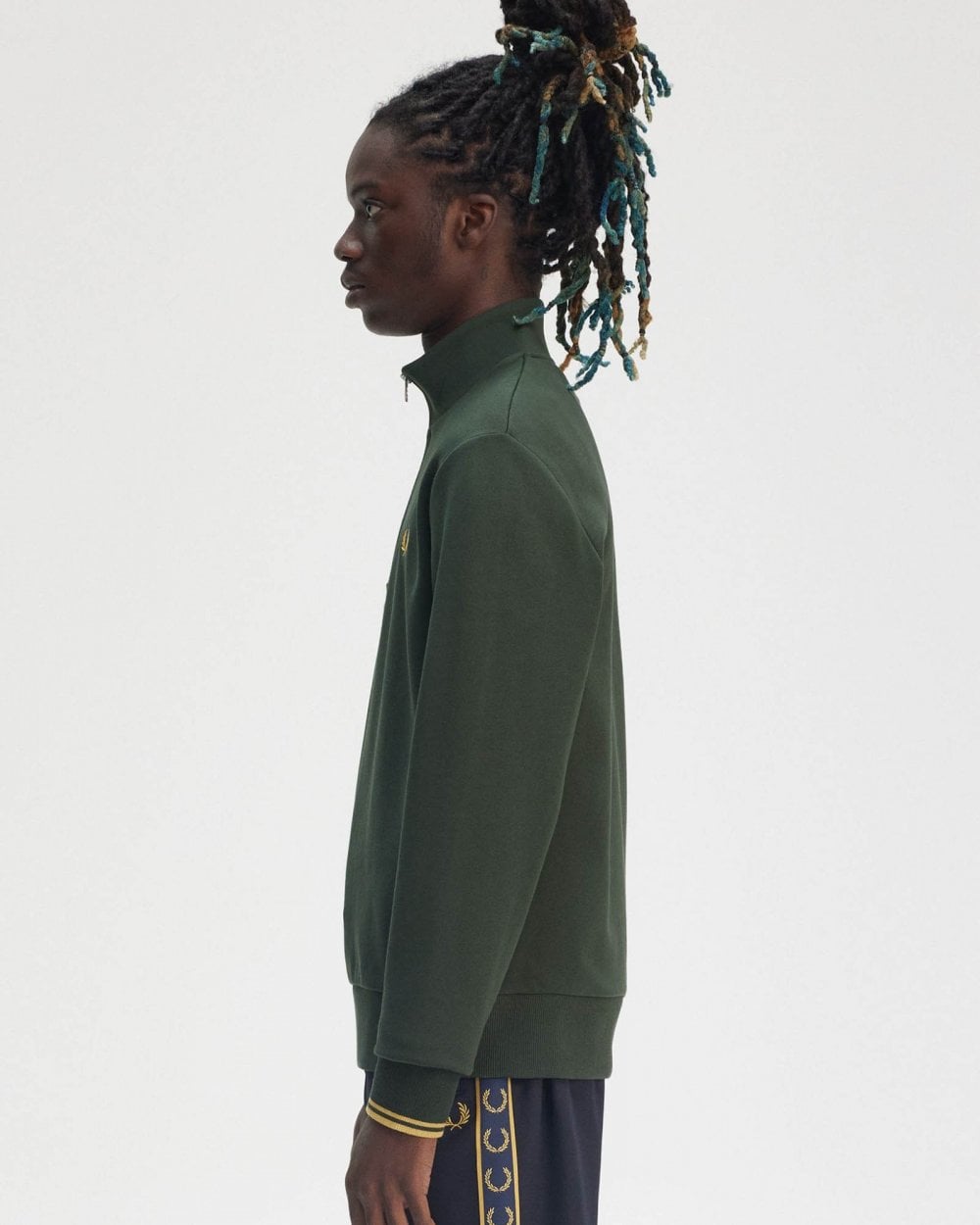 Fred Perry Mens Half Zip Sweatshirt - Court Green X89