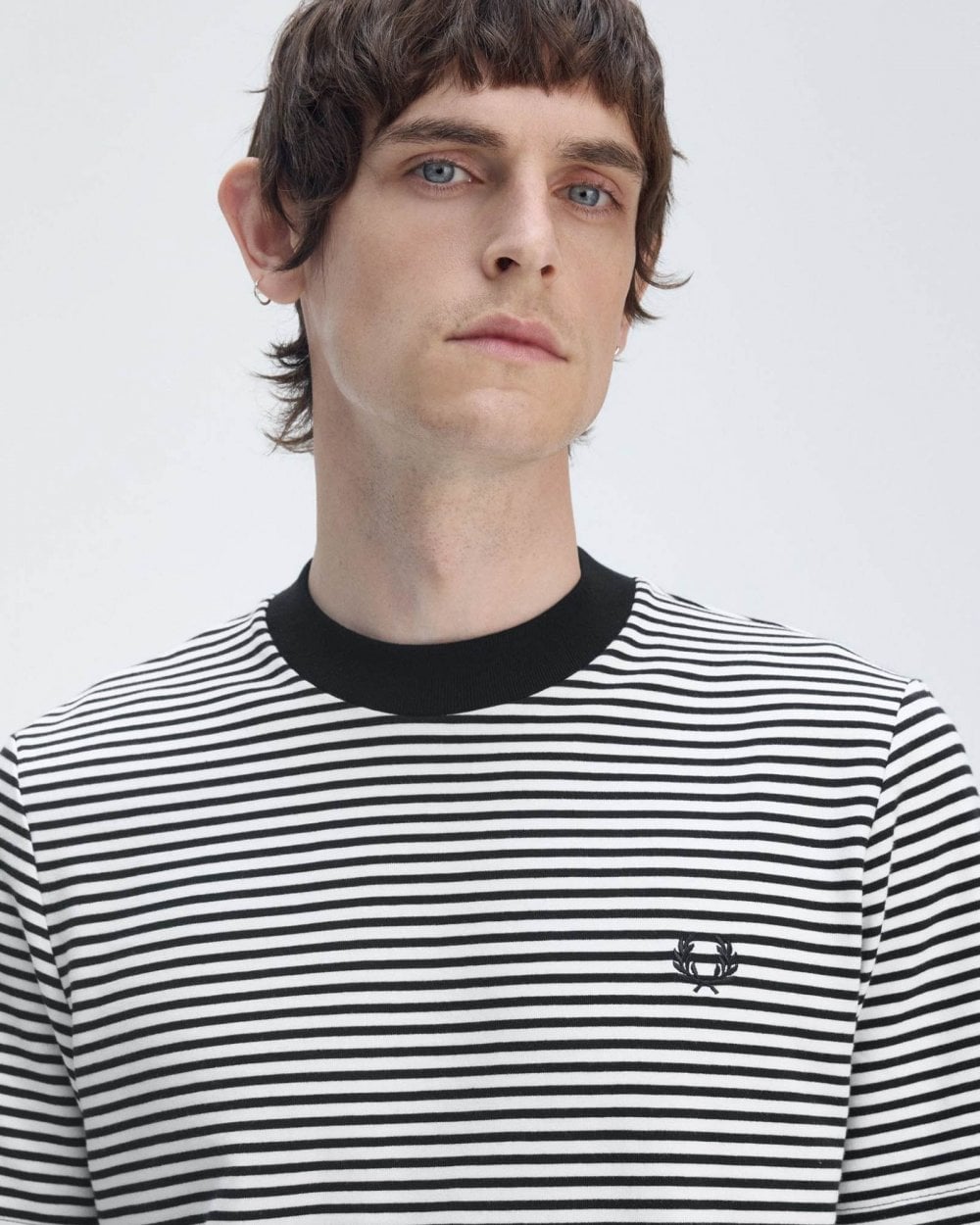 Fred Perry Mens Fine Stripe Heavyweight T-Shirt - Navy/Snow White 267