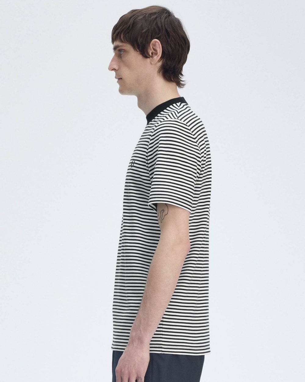 Fred Perry Mens Fine Stripe Heavyweight T-Shirt - Navy/Snow White 267