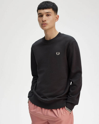 Fred Perry Mens Crew Neck Sweatshirt - Anchor Grey/Oatmeal V56