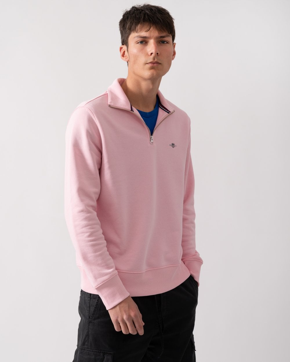 GANT Mens Regular Fit Shield Logo Half Zip Sweatshirt - 637 California Pink