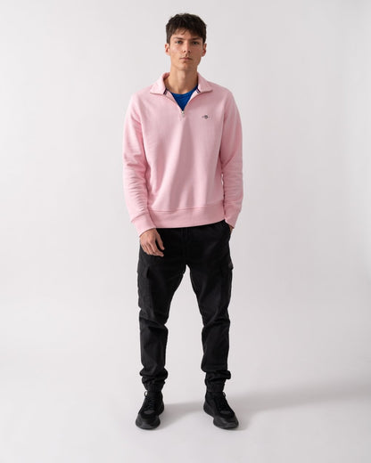 GANT Mens Regular Fit Shield Logo Half Zip Sweatshirt - 637 California Pink